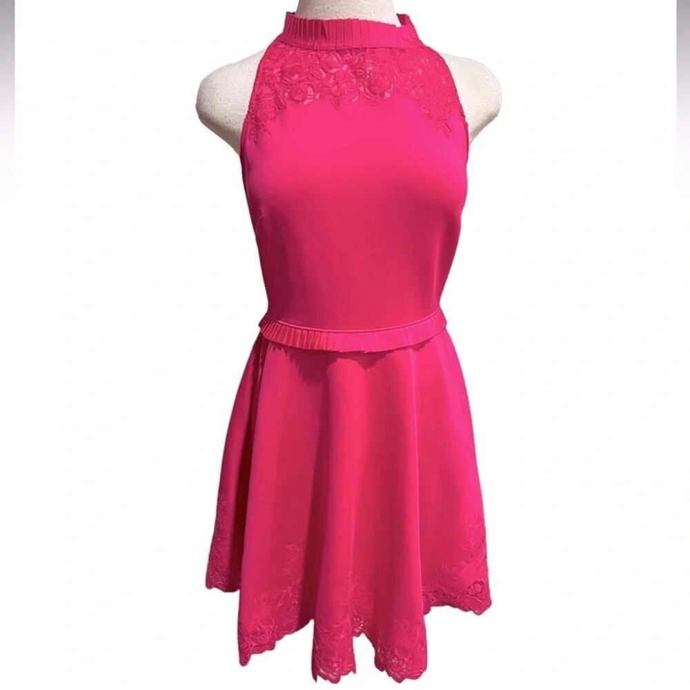 Ted Baker London Zaffton Fit & Flare Skater Dress Fuchsia Size 2 - Picture 2 of 14